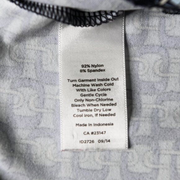 TALBOTS Navy Light Blue White Chain Pattern 3/4 Sleeves Button Down Top - Sz Med - Picture 8 of 10